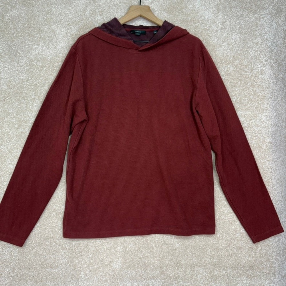 VINCE‎ Waffle Knit Hoodie Mens Size Large Pullover Sweatshirt Casual